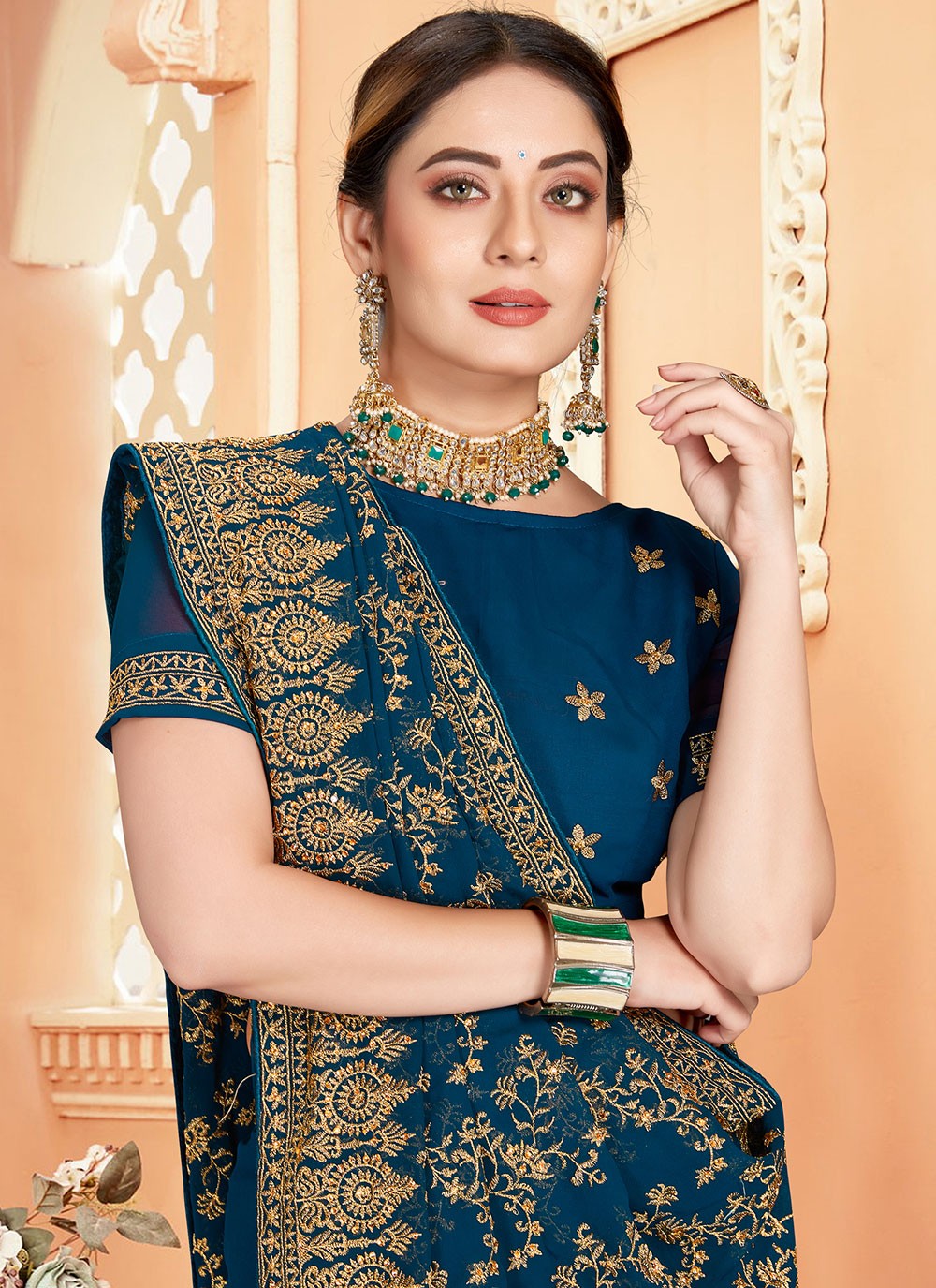 Classic Embroidered Georgette Saree - S1956