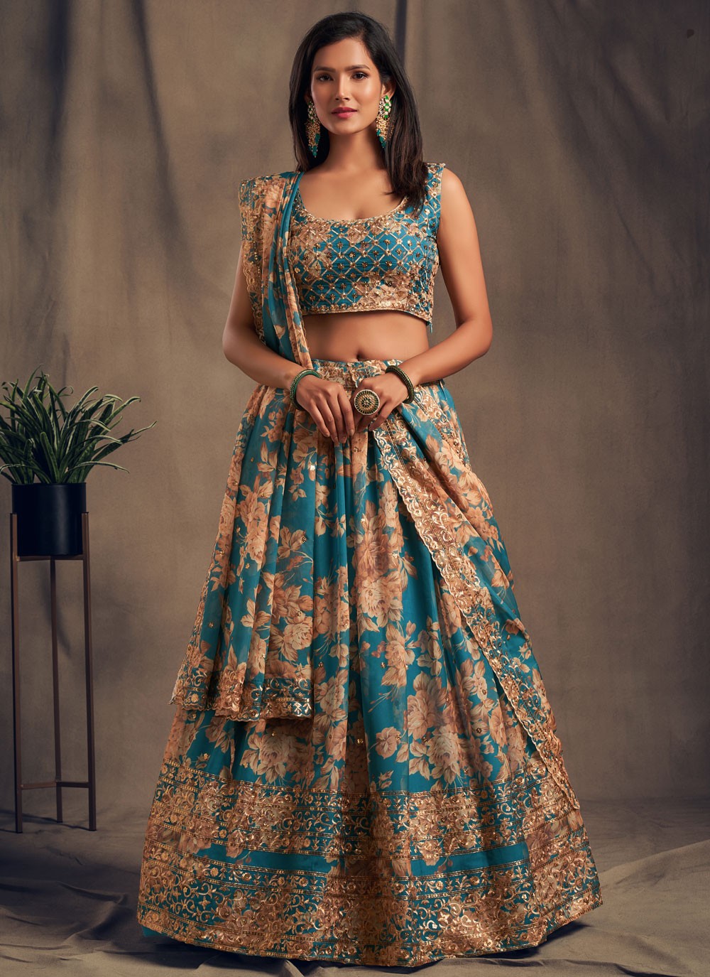 Embroidered Organza A - Line Lehenga - L0259