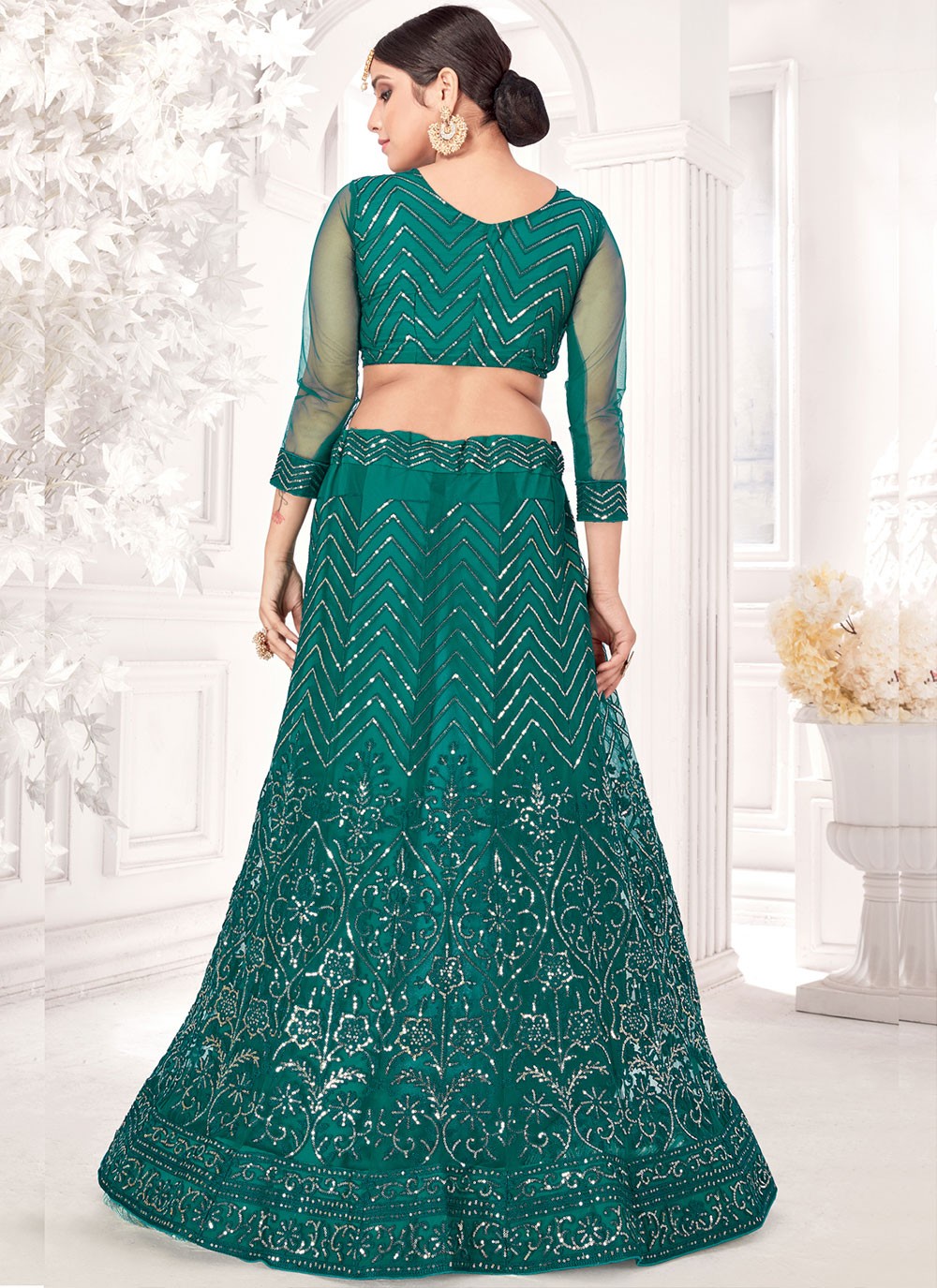 Embroidered Net A - Line Lehenga - L0198