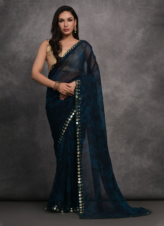 Contemporary Mirror Georgette Saree - S4734