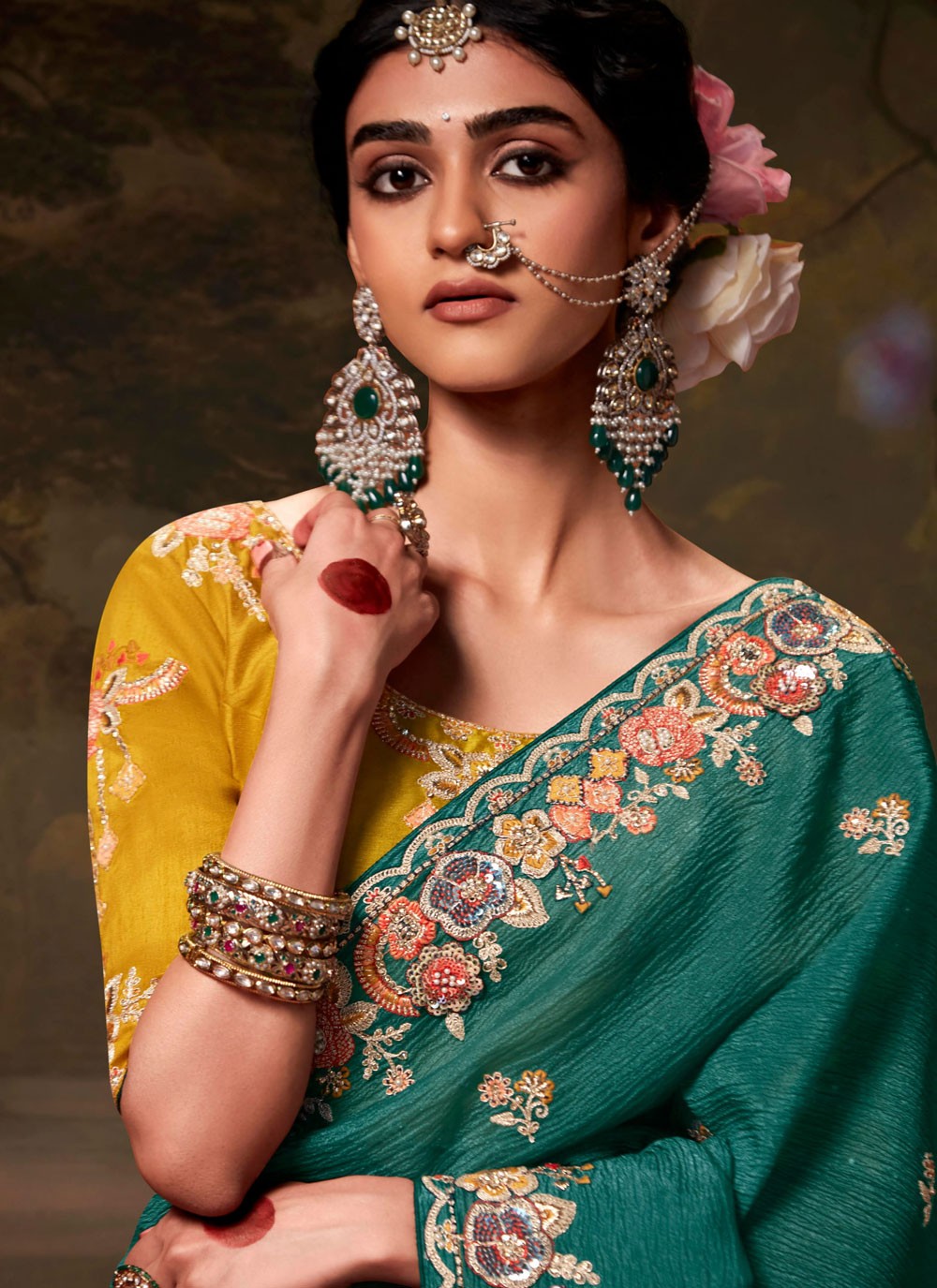 Classic Embroidered Organza Saree - S7874