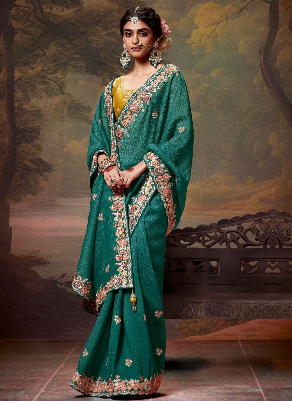 Classic Embroidered Organza Saree - S7874