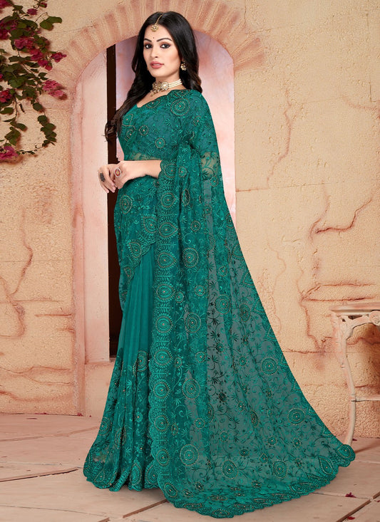 Classic Embroidered Net Saree - S2720