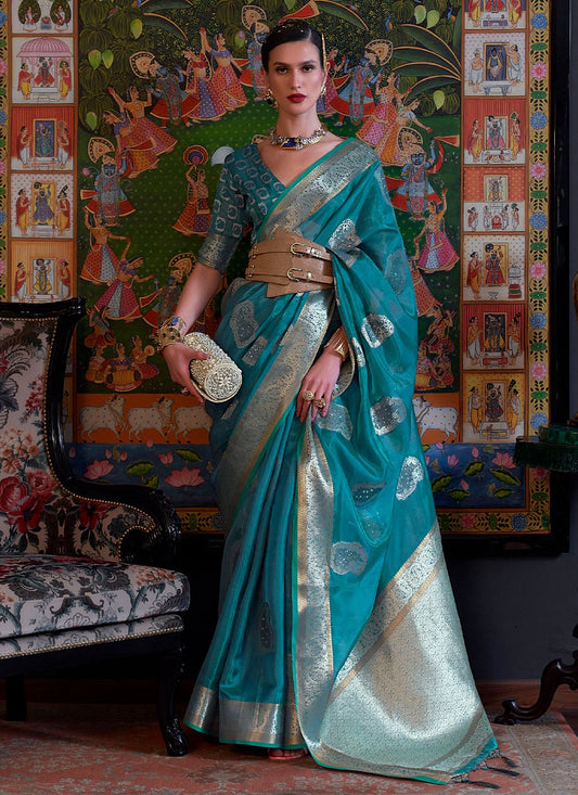 Classic Weaving Zari Organza Saree - S2636