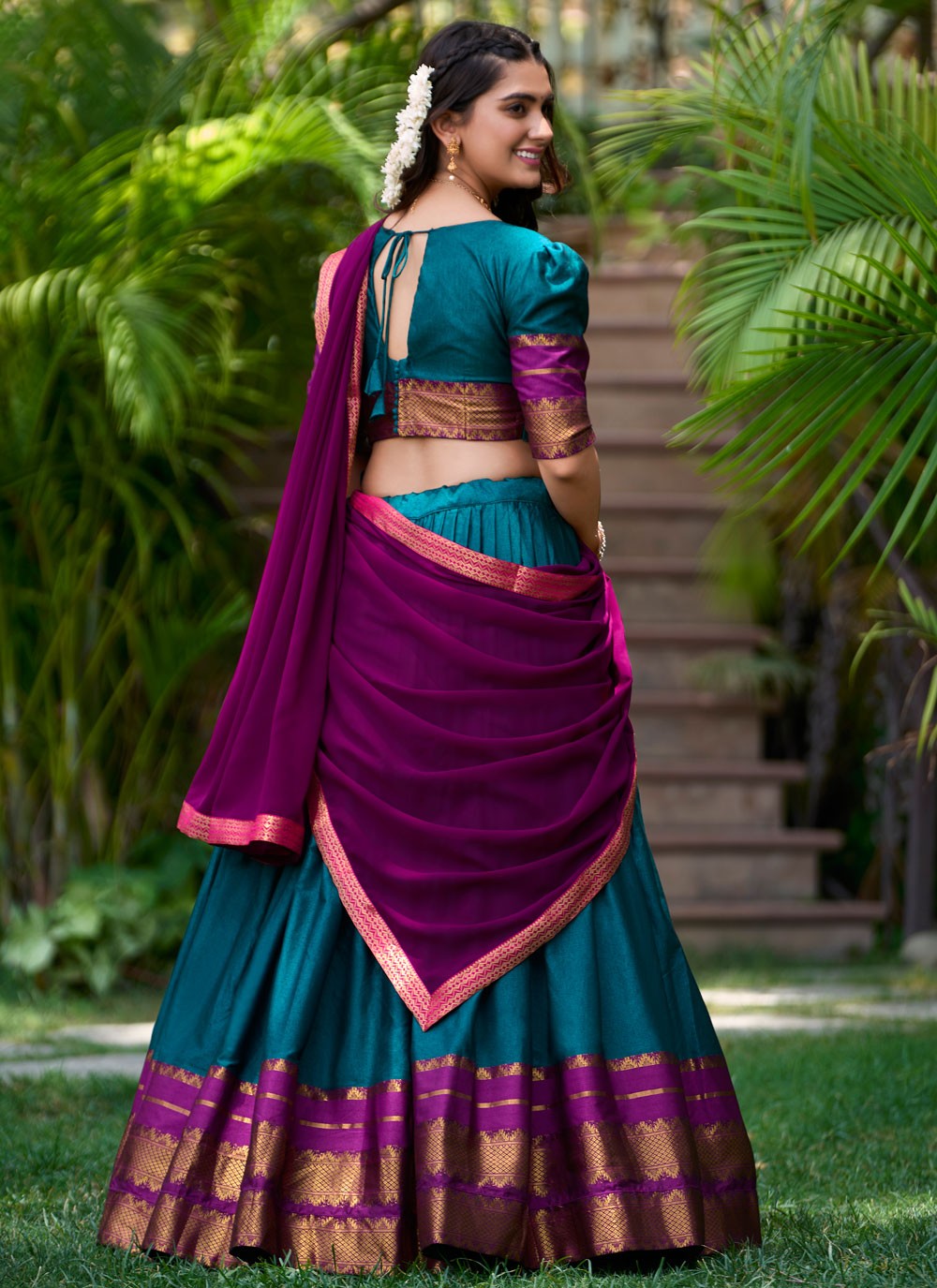 Weaving Zari Polly Cotton A - Line Lehenga - L2150