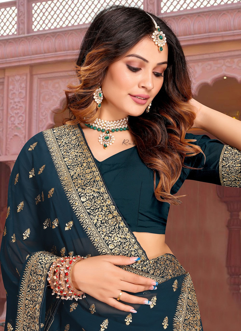 Classic Embroidered Georgette Saree - S3313