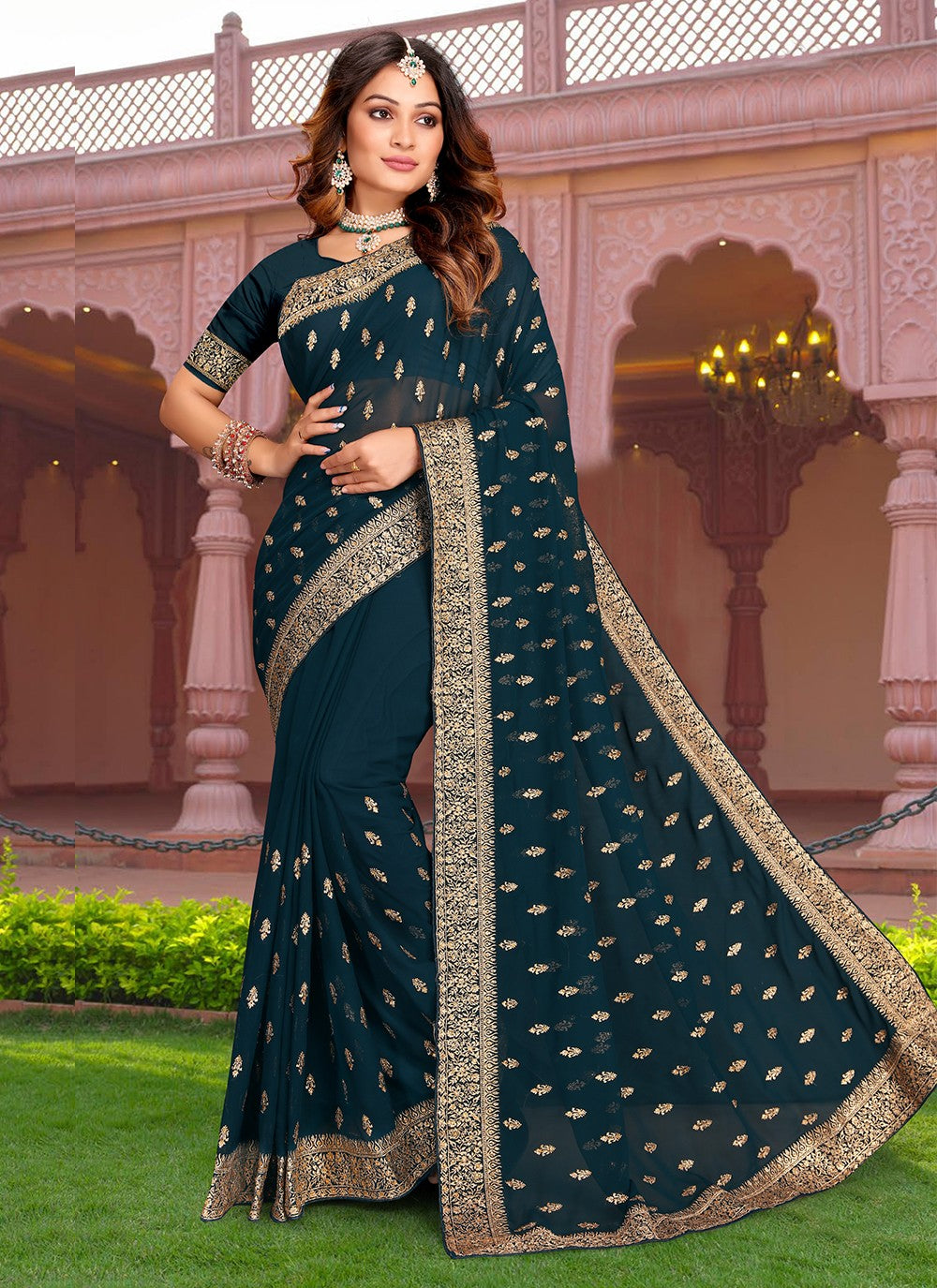 Classic Embroidered Georgette Saree - S3313