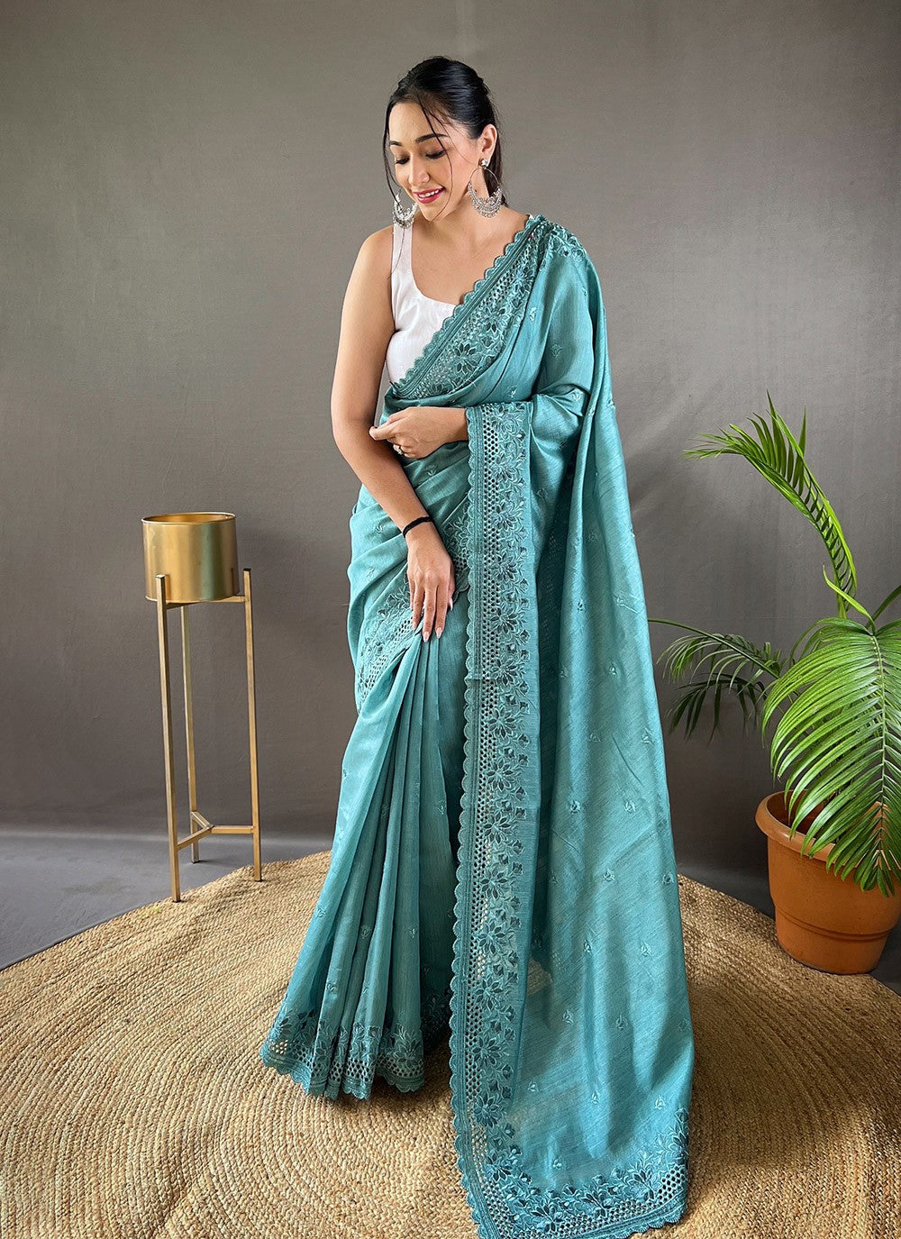 Traditional Embroidered Silk Saree - S4436