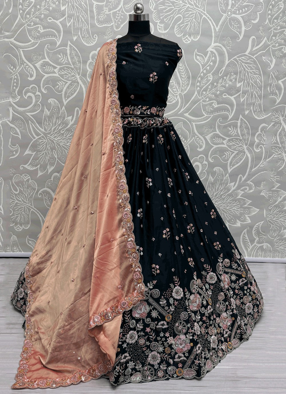 Embroidered Silk A - Line Lehenga - L2888