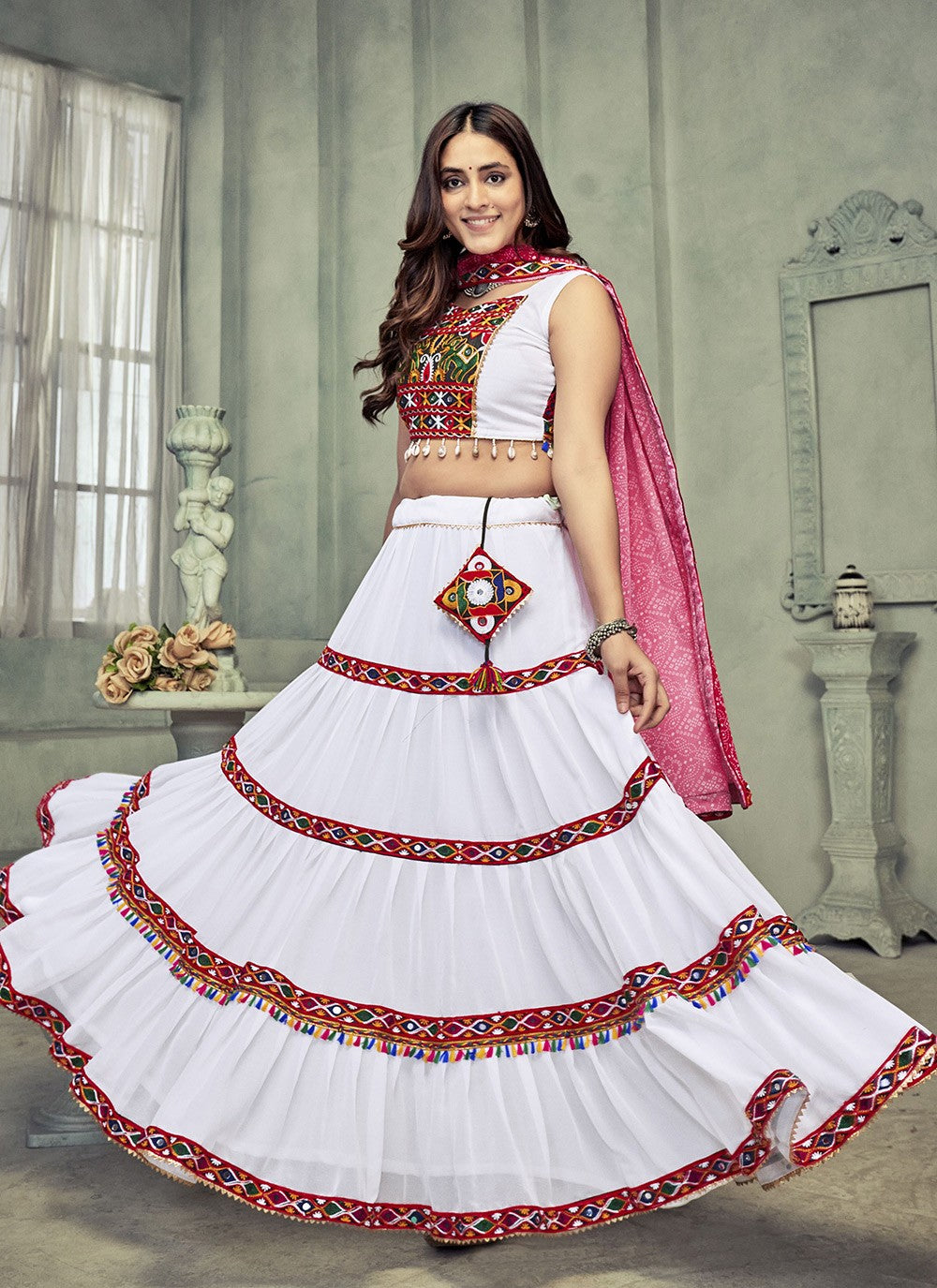 Embroidered Georgette A - Line Lehenga - L1989