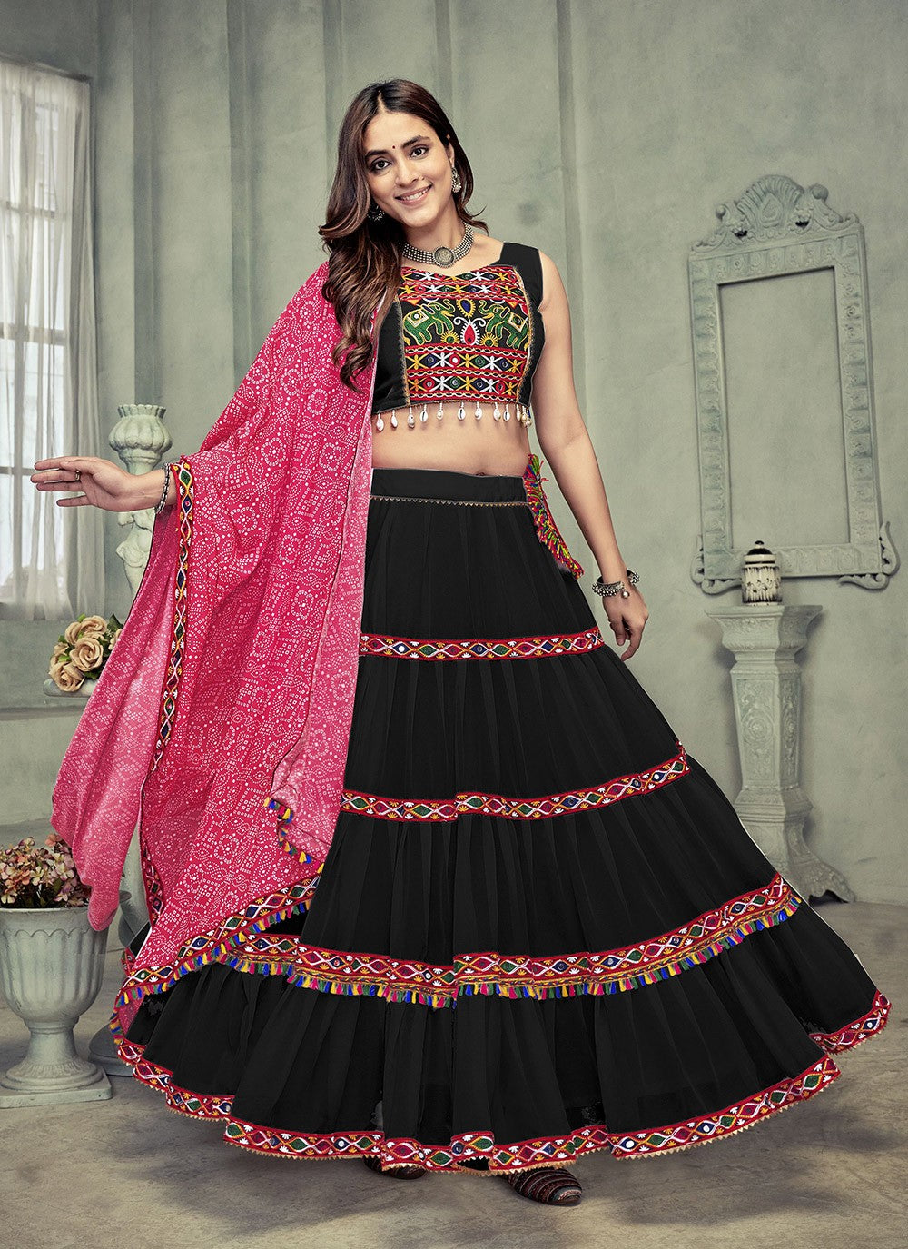 Embroidered Georgette A - Line Lehenga - L1989