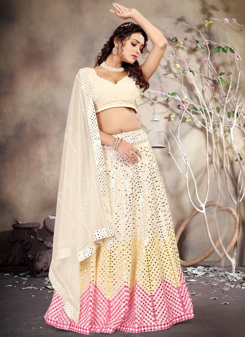 Embroidered Georgette A - Line Lehenga - L2538