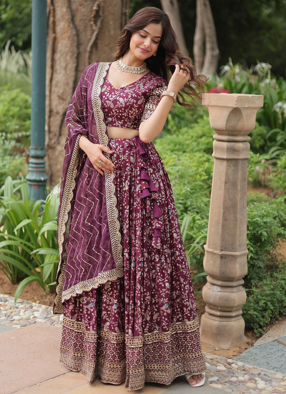 Embroidered Jacquard, Viscose A - Line Lehenga - L2753