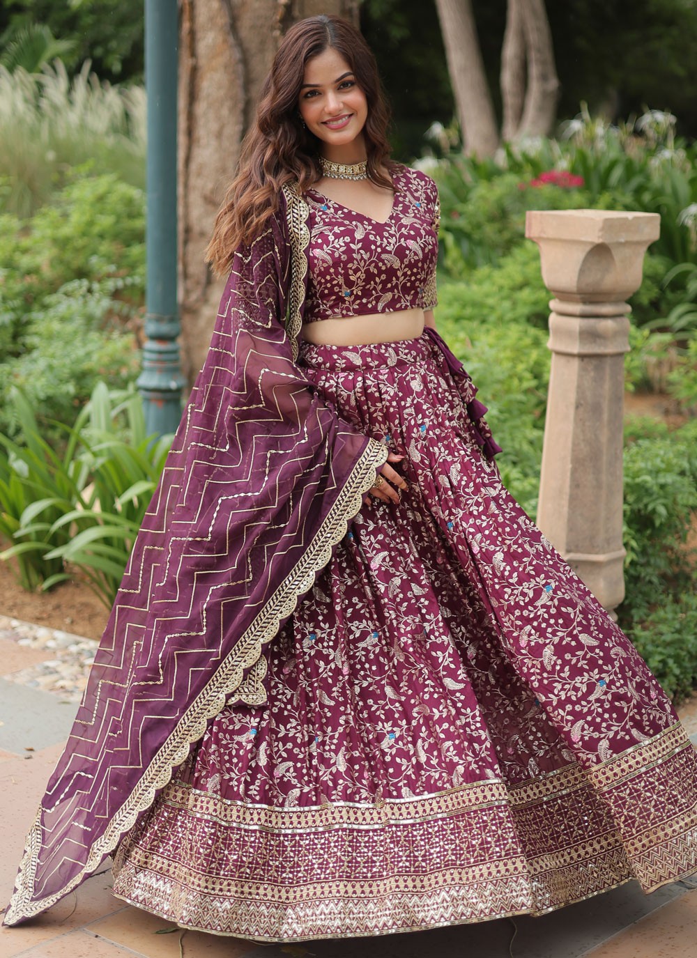 Embroidered Jacquard, Viscose A - Line Lehenga - L2753