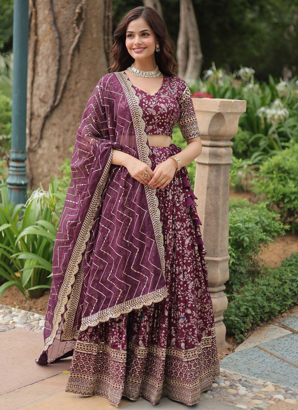 Embroidered Jacquard, Viscose A - Line Lehenga - L2753