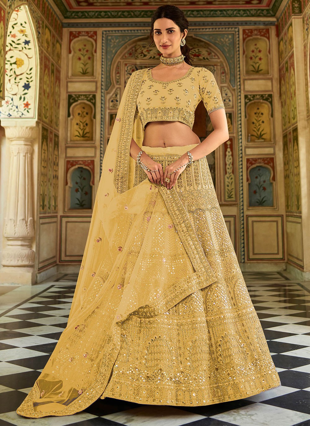 Sequins Organza A - Line Lehenga - L0342