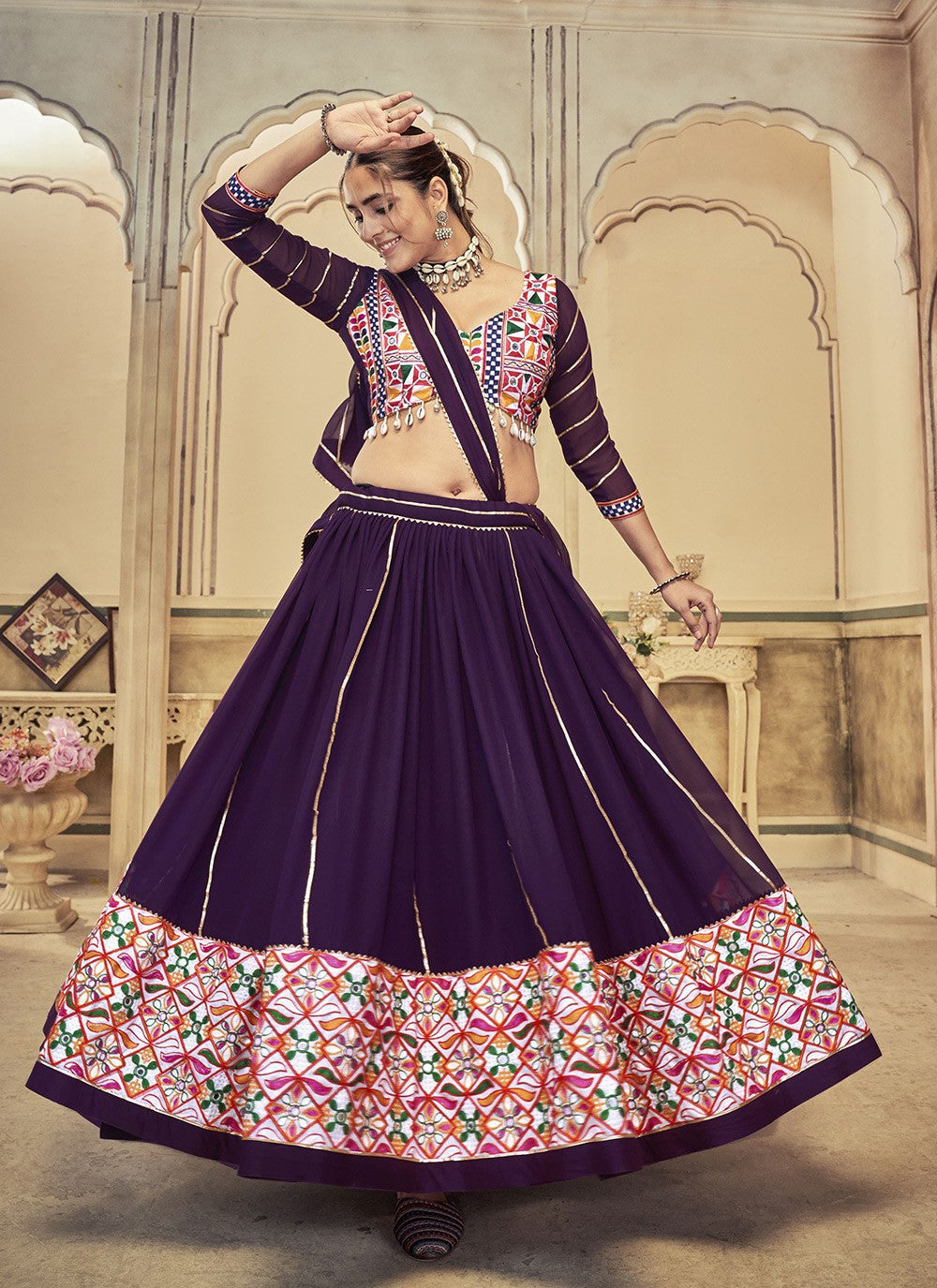 Embroidered Georgette A - Line Lehenga - L1989