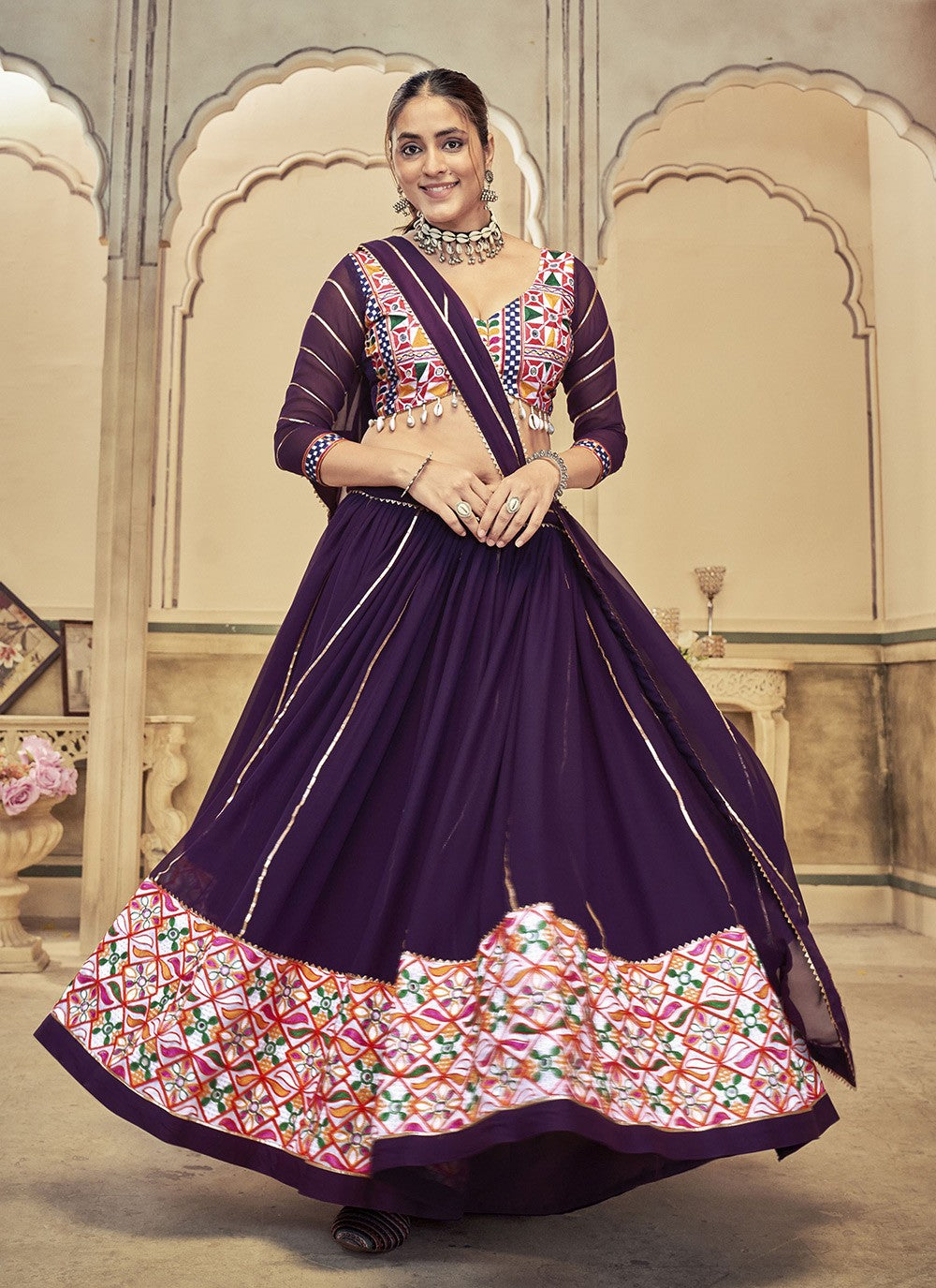 Embroidered Georgette A - Line Lehenga - L1989