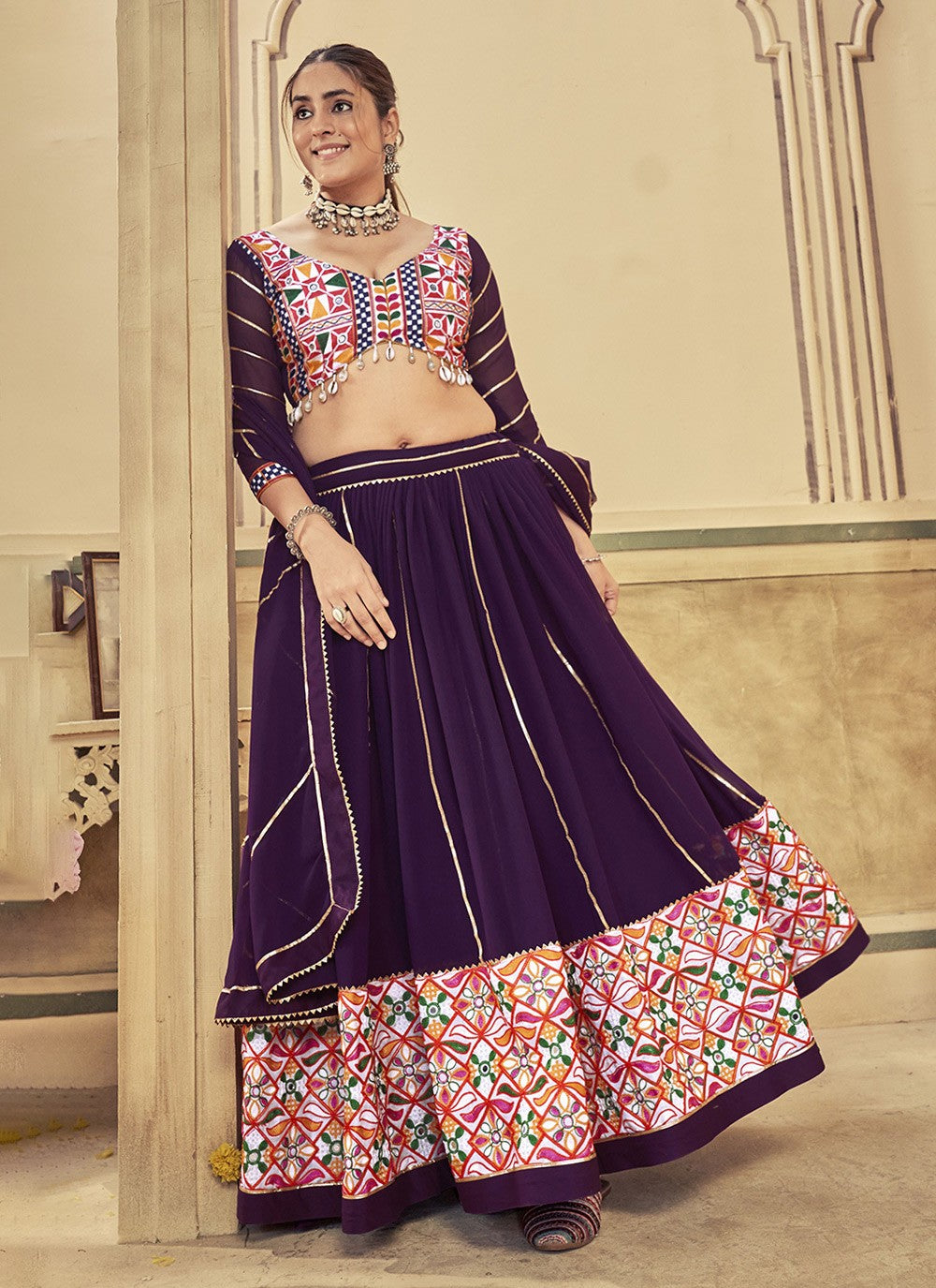 Embroidered Georgette A - Line Lehenga - L1989