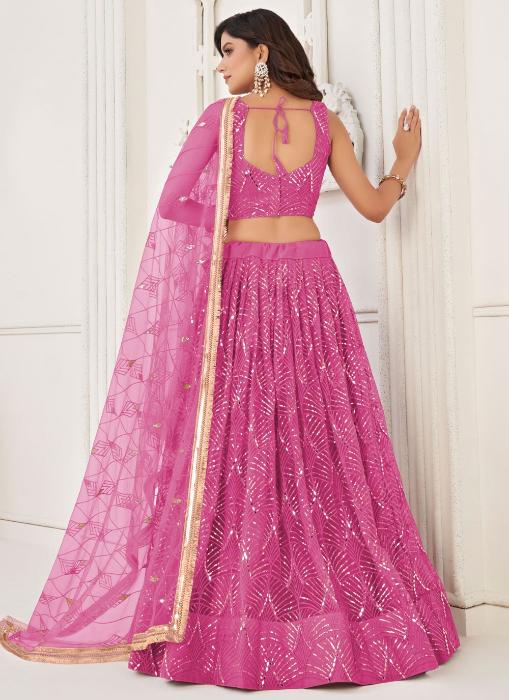 Embroidered Net A - Line Lehenga - L3011