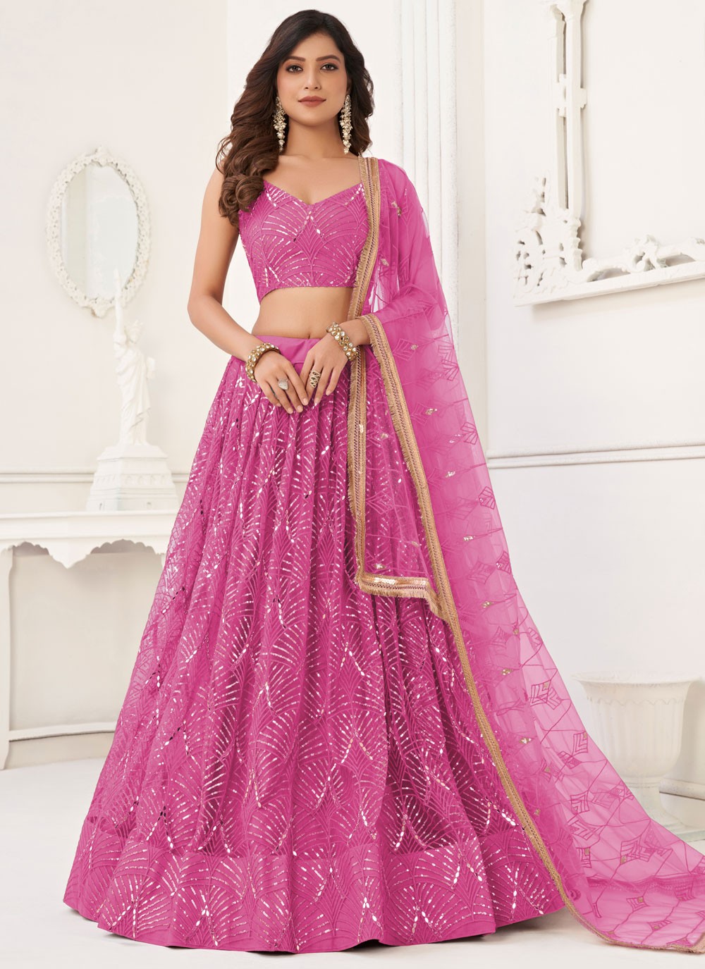 Embroidered Net A - Line Lehenga - L3011