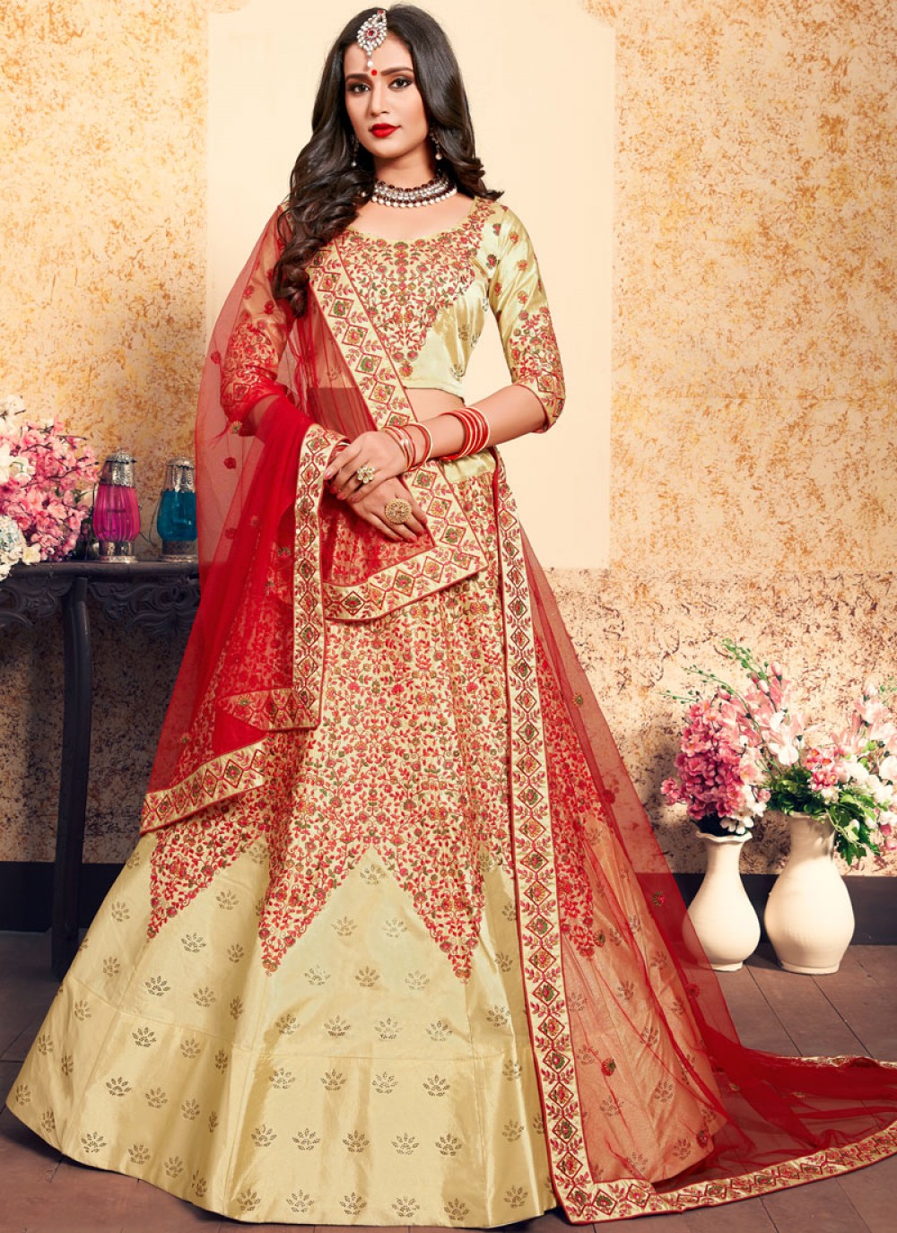 Swarovski Satin A - Line Lehenga - L0012