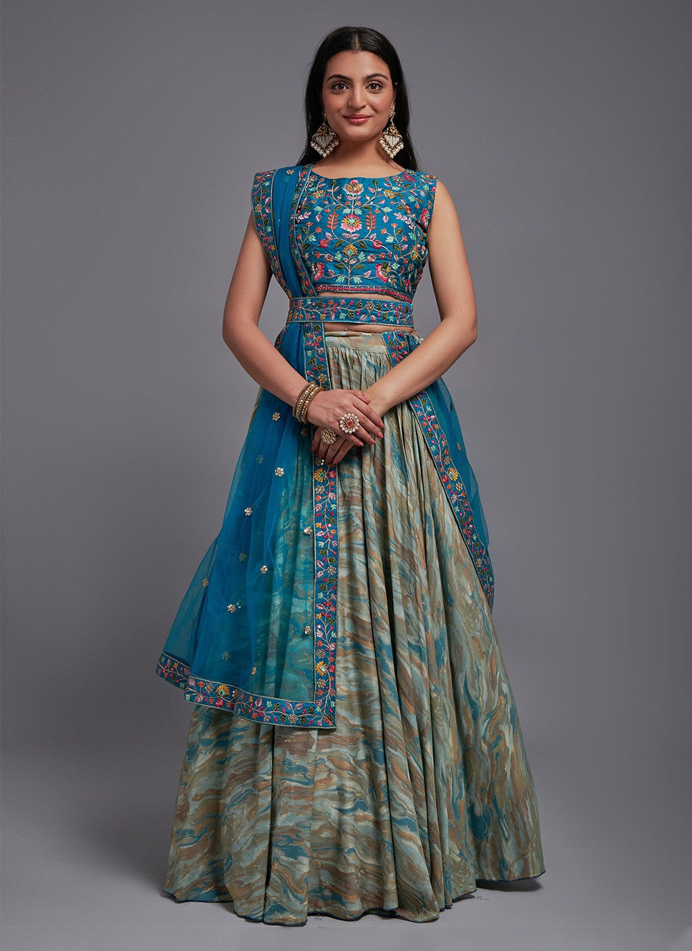 Embroidered Viscose A - Line Lehenga - L1016