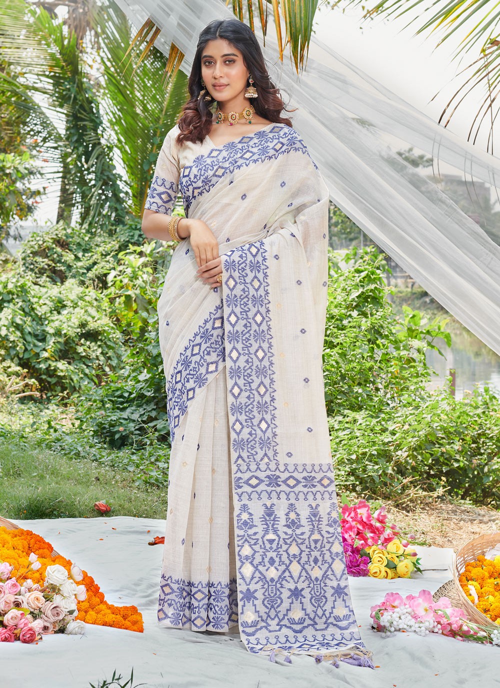 Designer Thread Cotton Saree - S5953