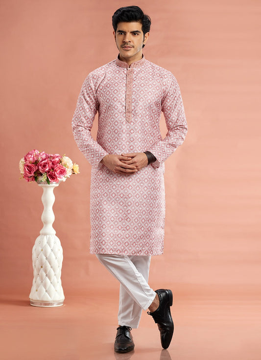 Digital Print Cotton Mauve Kurta Pyjama - M7089