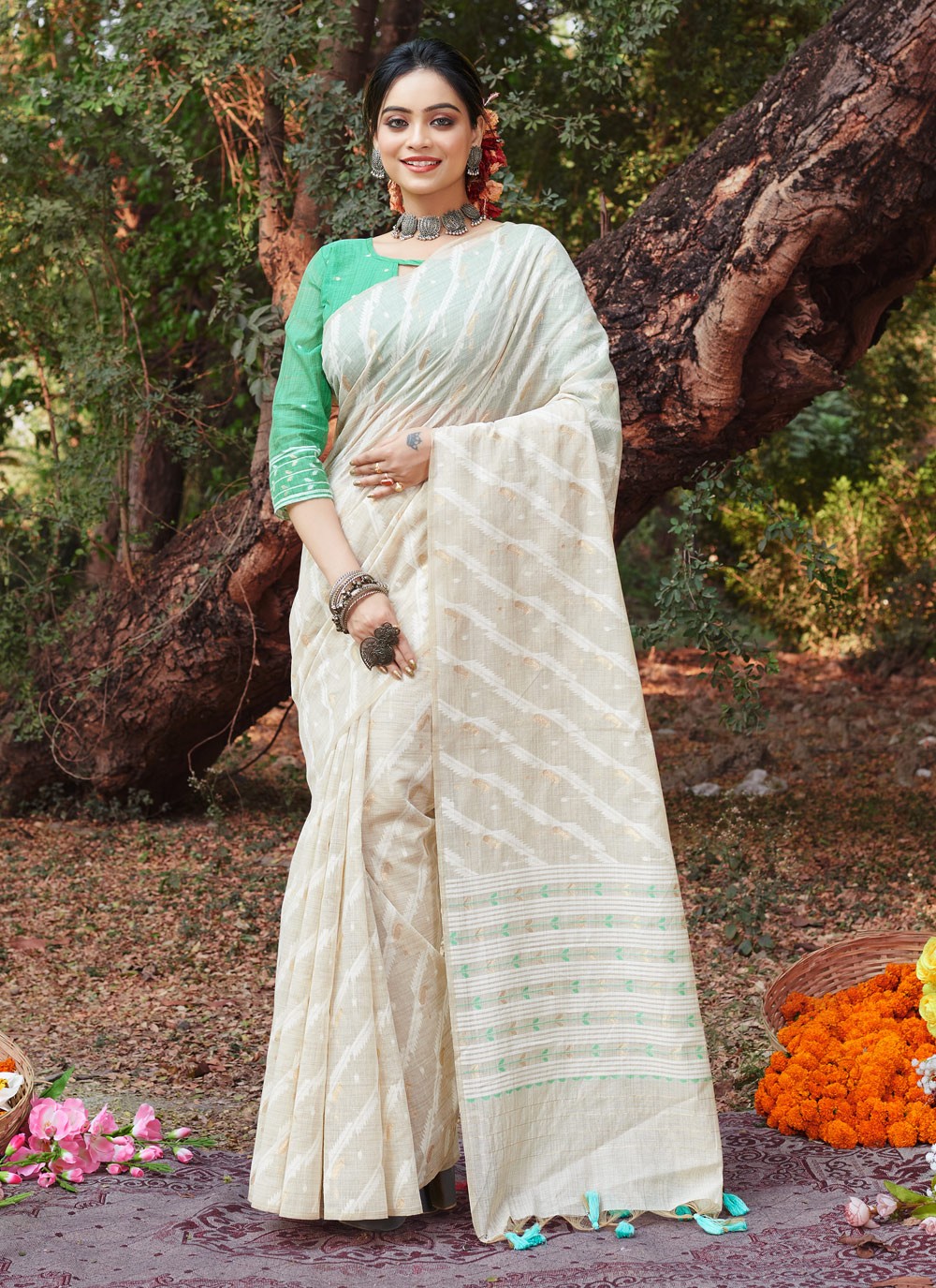 Traditional Thread Cotton Saree - S5941