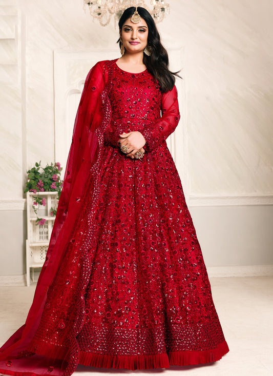 Net Floor Length Anarkali - T168