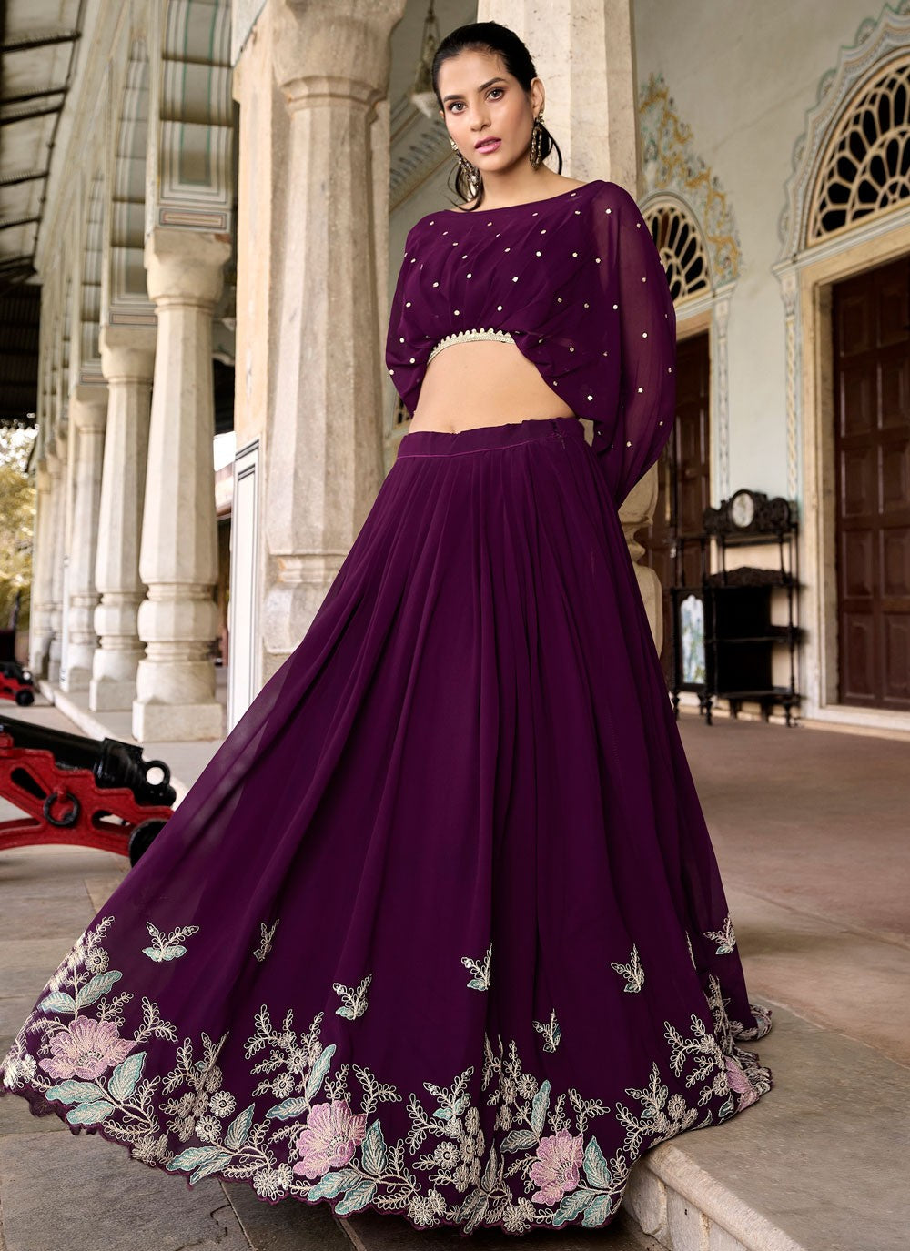 Embroidered Georgette Readymade Lehenga Choli - L1678