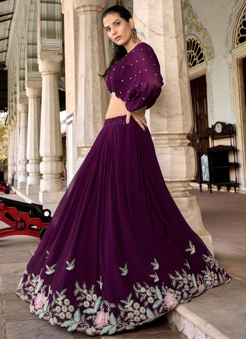 Embroidered Georgette Readymade Lehenga Choli - L1678