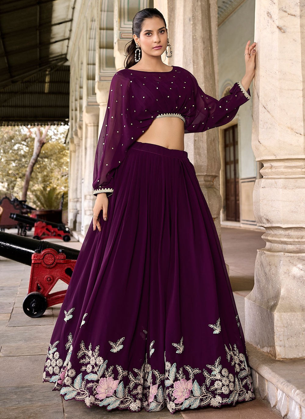 Embroidered Georgette Readymade Lehenga Choli - L1678