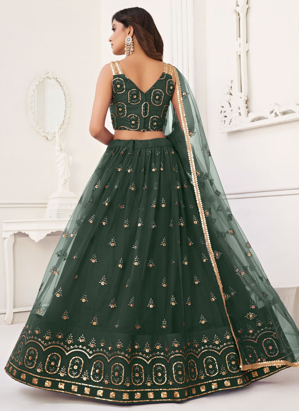 Embroidered Net A - Line Lehenga - L1589