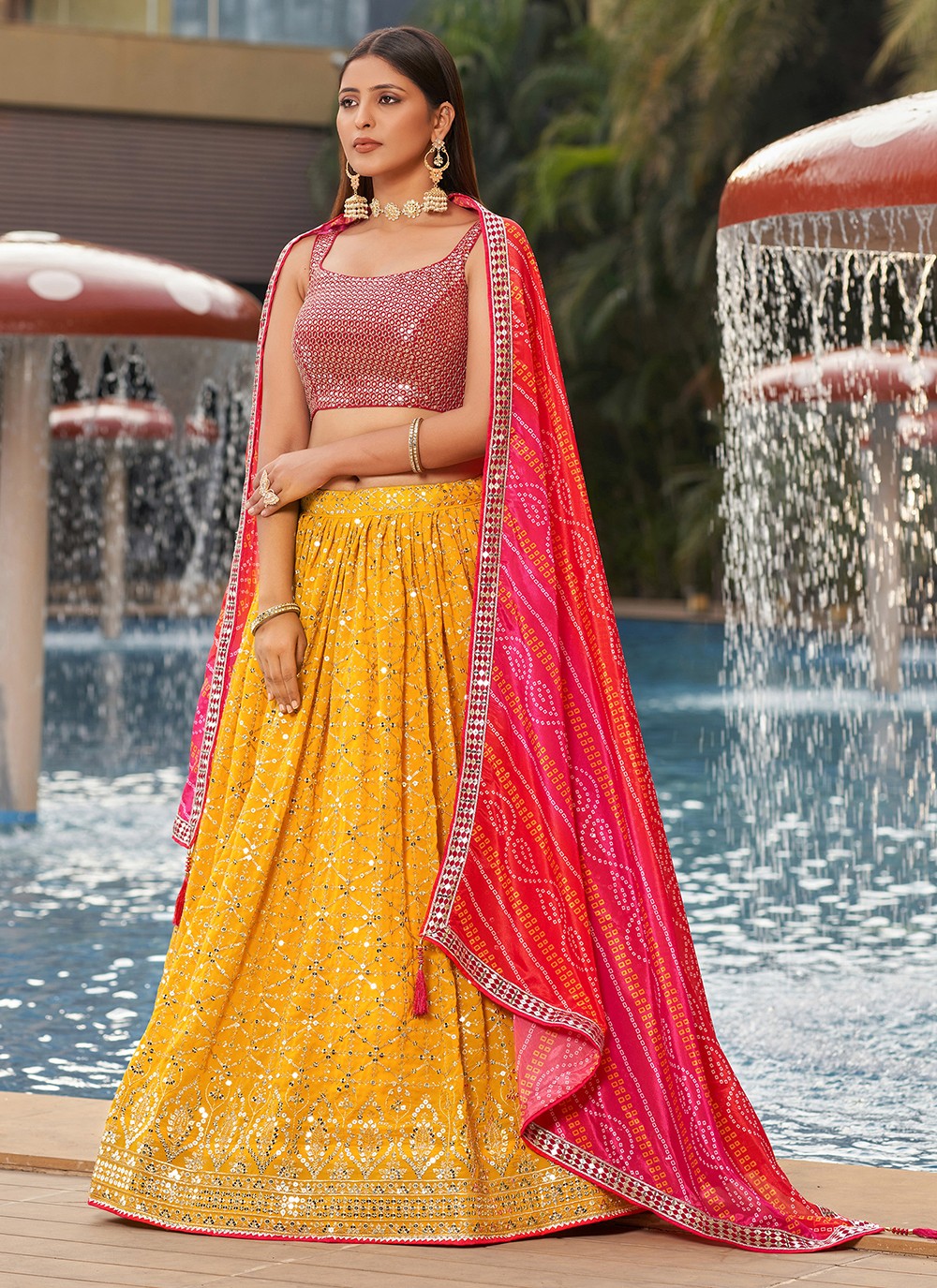 Embroidered Georgette A - Line Lehenga - L1528