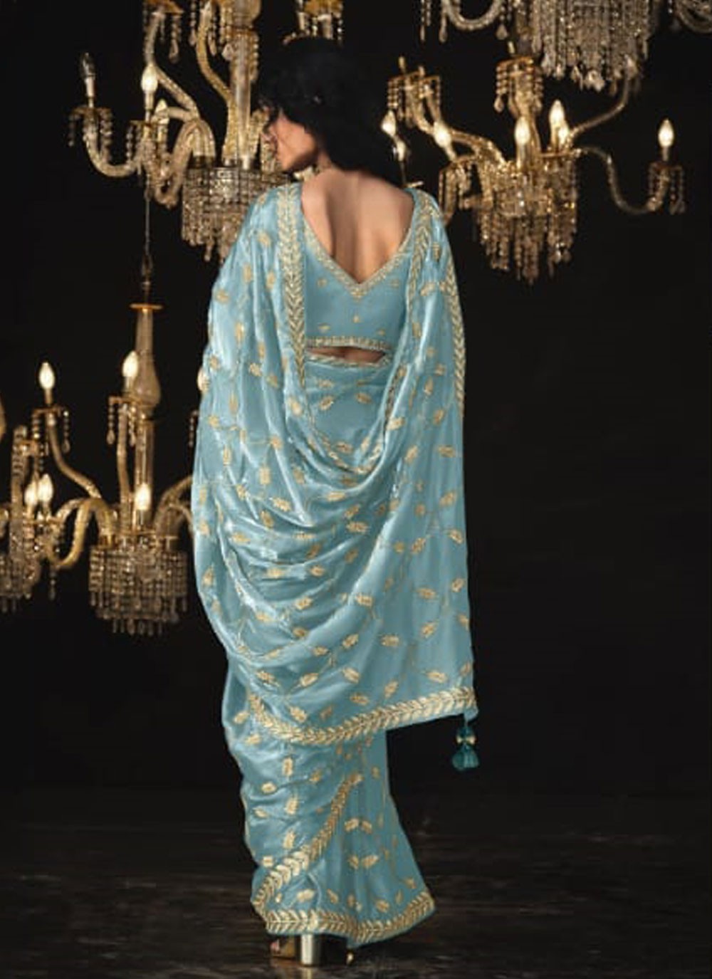 Classic Border Work Silk, Tissue Saree - S6590