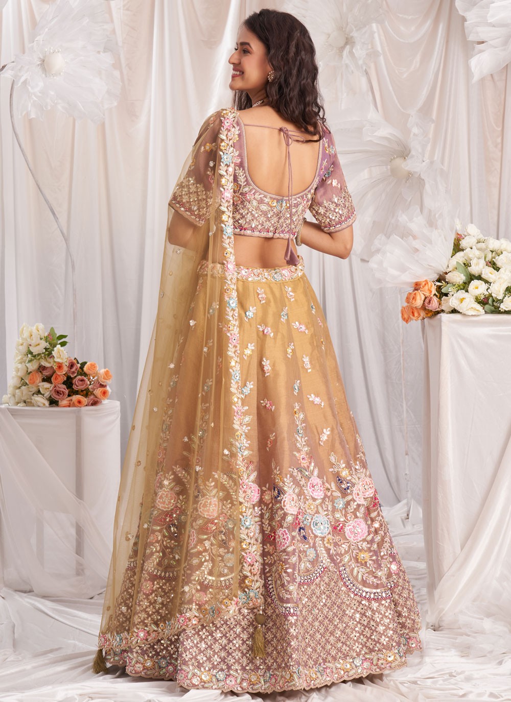 Embroidered Tissue A - Line Lehenga - L2700