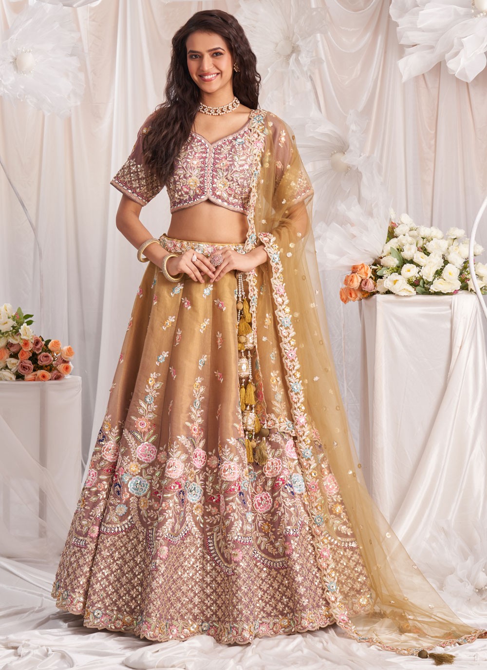 Embroidered Tissue A - Line Lehenga - L2700