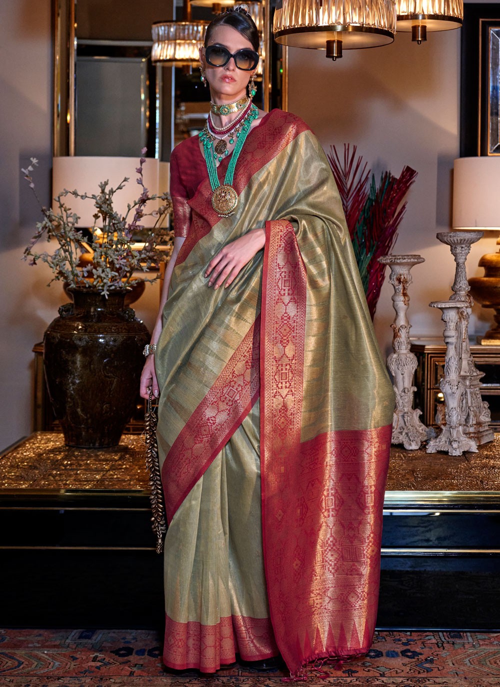 Classic Weaving Zari Tissue Saree - S9383