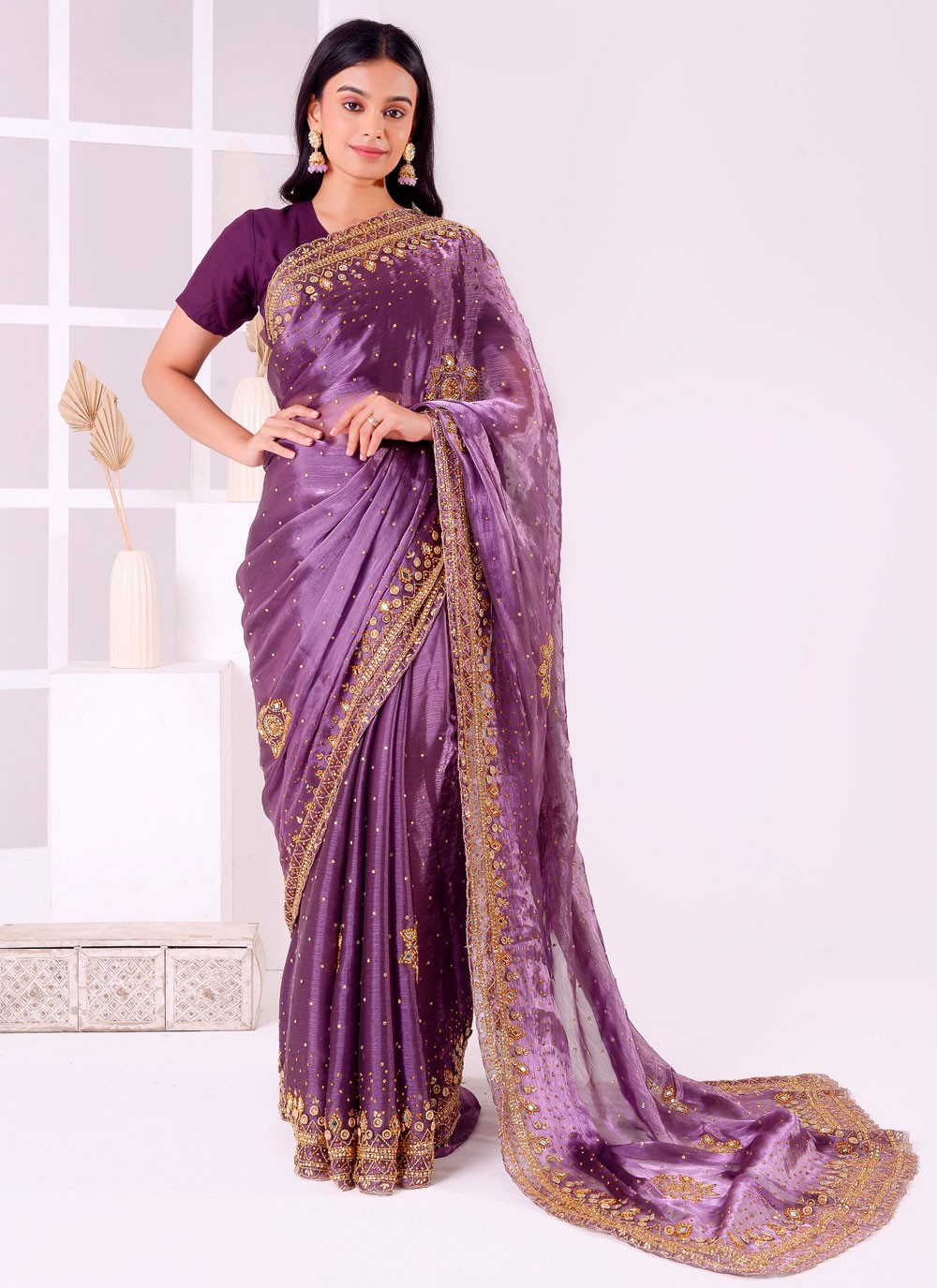 Classic Embroidered Georgette Saree - S7727