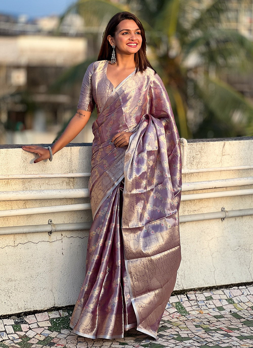 Classic Meenakari Silk, Tissue Saree - S9944