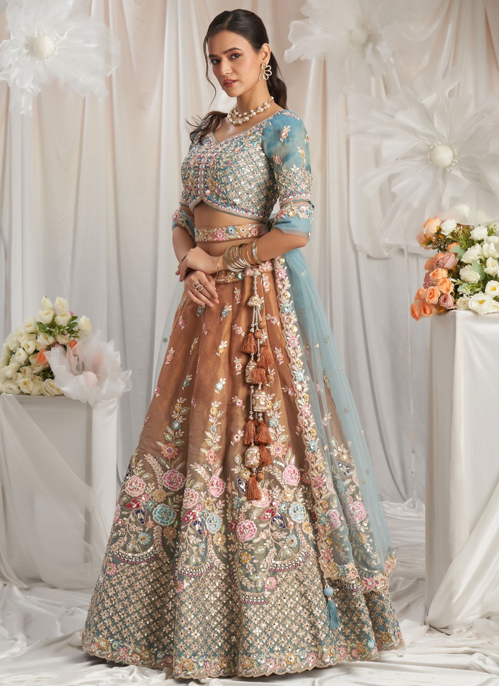 Embroidered Tissue A - Line Lehenga - L2700