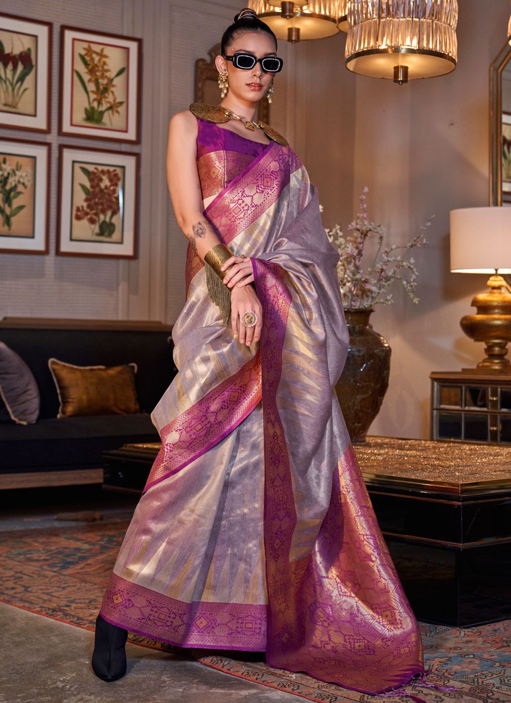 Classic Weaving Zari Tissue Saree - S9383