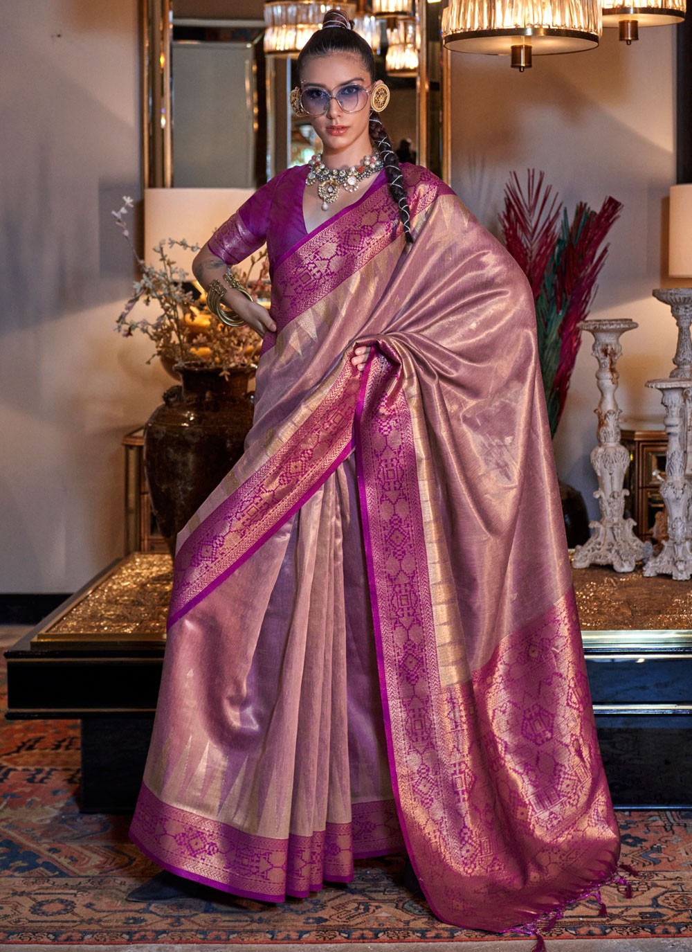 Classic Weaving Zari Tissue Saree - S9383