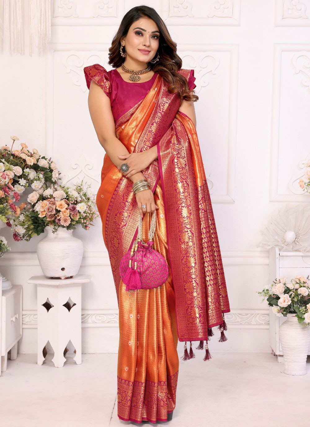 Weaving Zari, Zari Banarasi Silk Saree - S12052