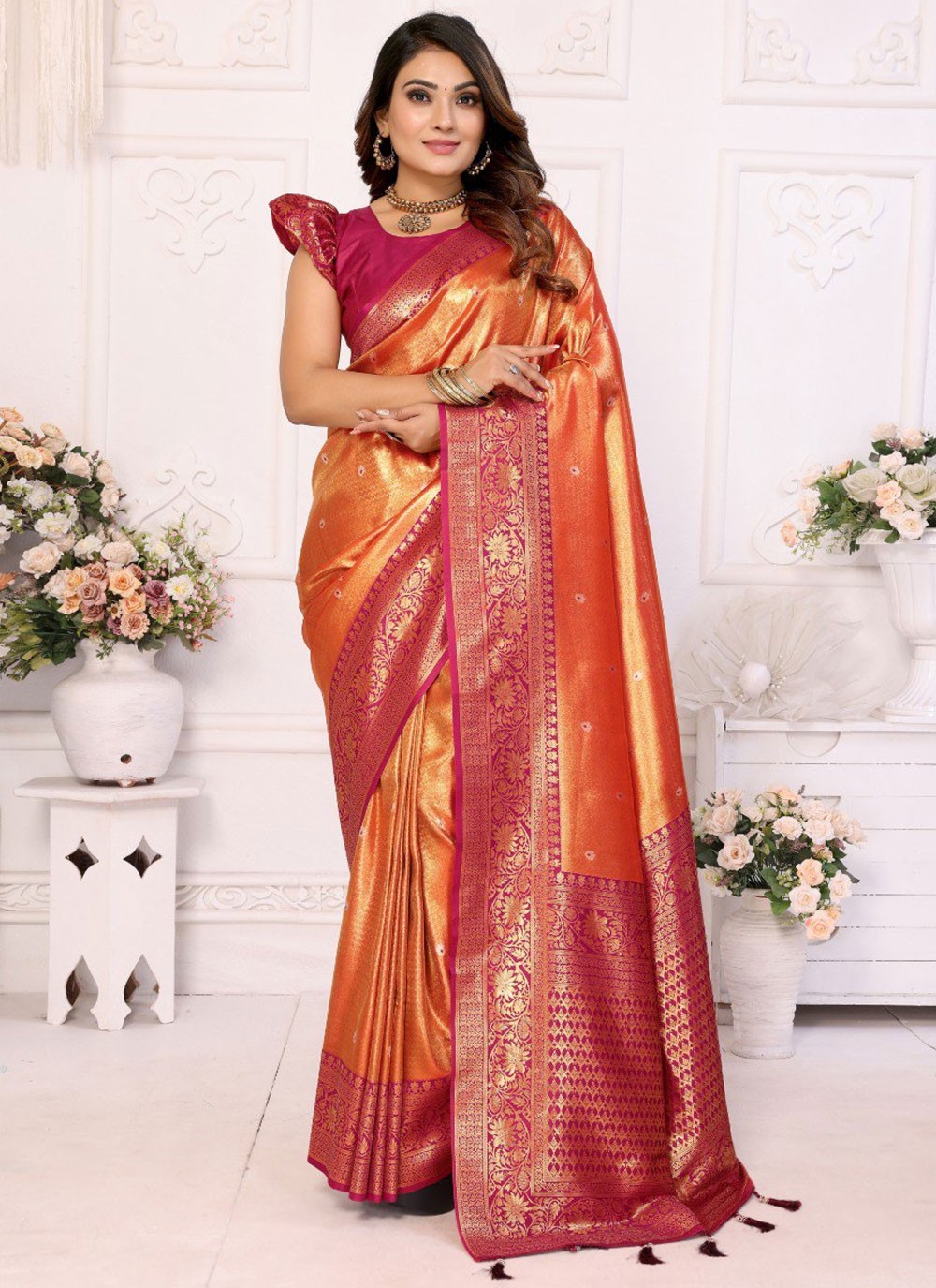 Weaving Zari, Zari Banarasi Silk Saree - S12052