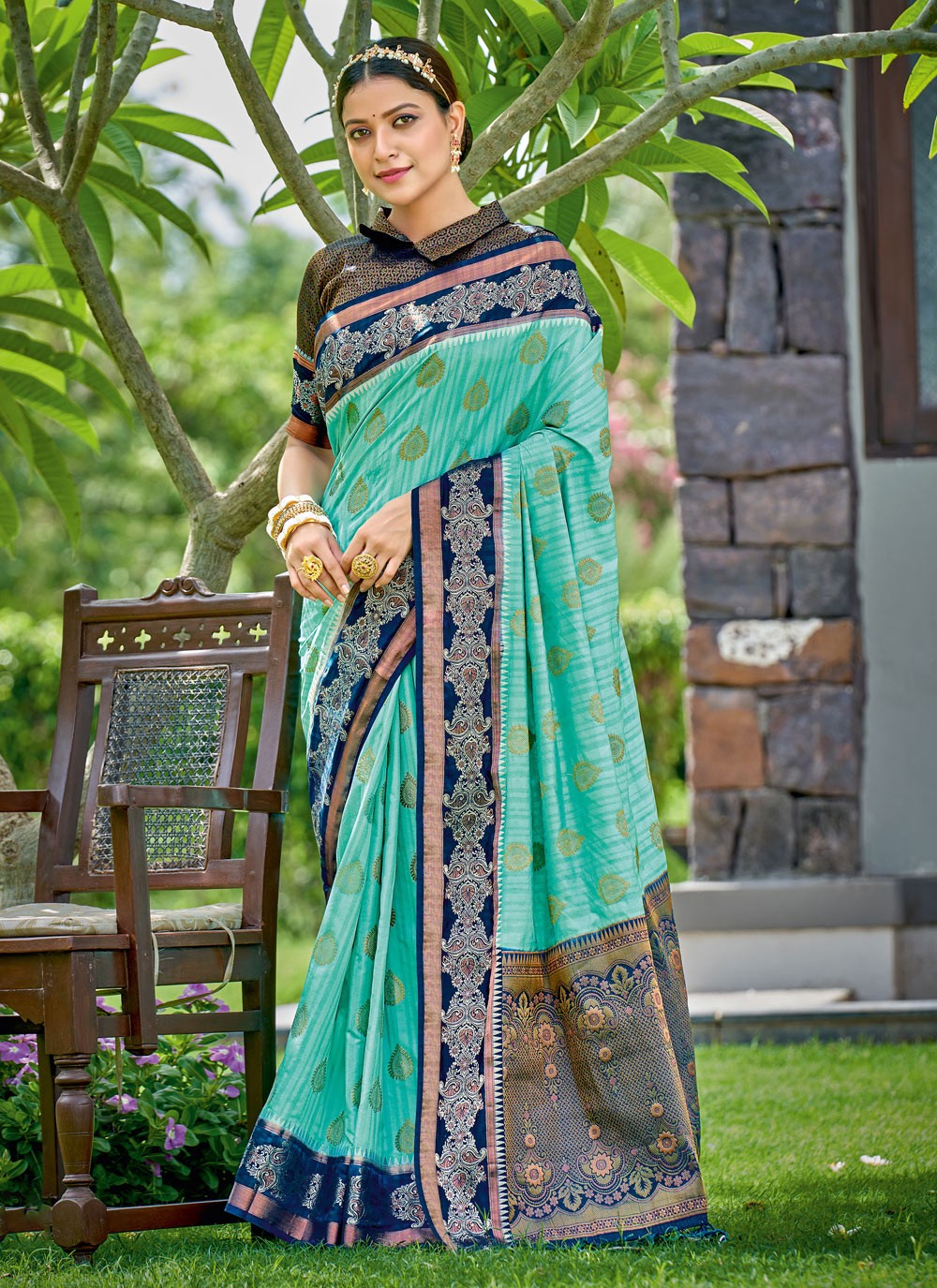 Traditional Embroidered Banarasi Silk Saree - S1525