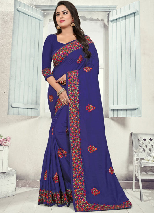 Traditional Embroidered Silk Saree - S0207