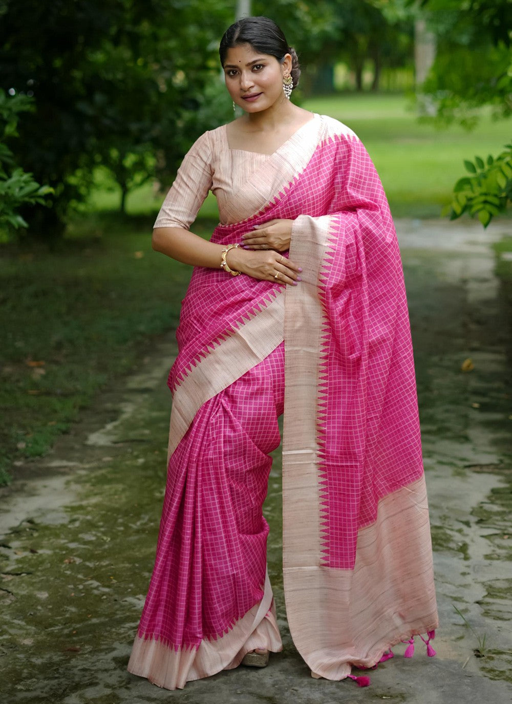 Contemporary Printed Tussar Silk Purple Saree - S10907